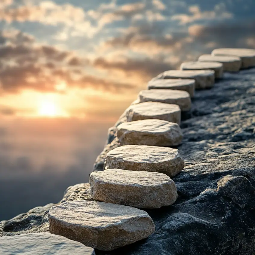 A series of rocks in a row depicting order and clamness